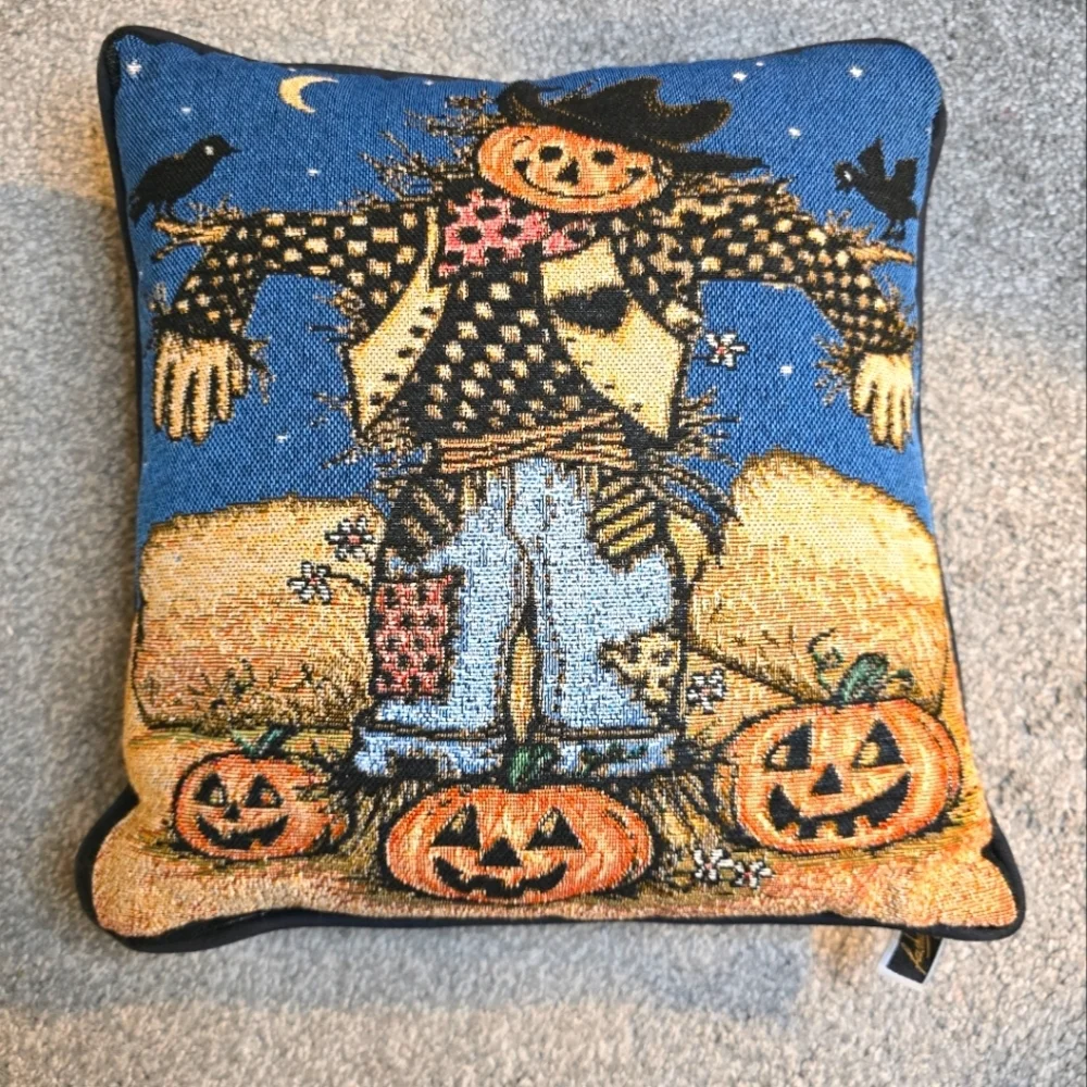Vintage Scarecrow Fall Accent Throw Pillow